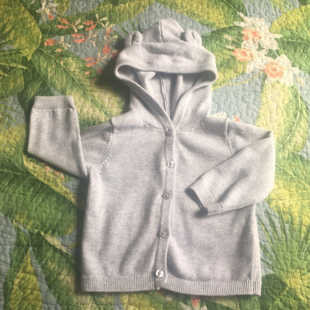 Joe Fresh baby gray light cardigan hoodie w/ ears
